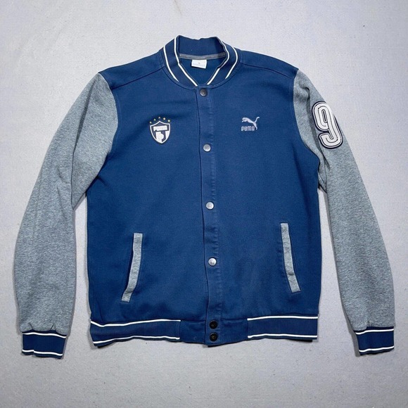 Puma Other - Puma Monterrey MX Soccer Letterman‎ Track Jacket Youth XXL Blue Snap Button